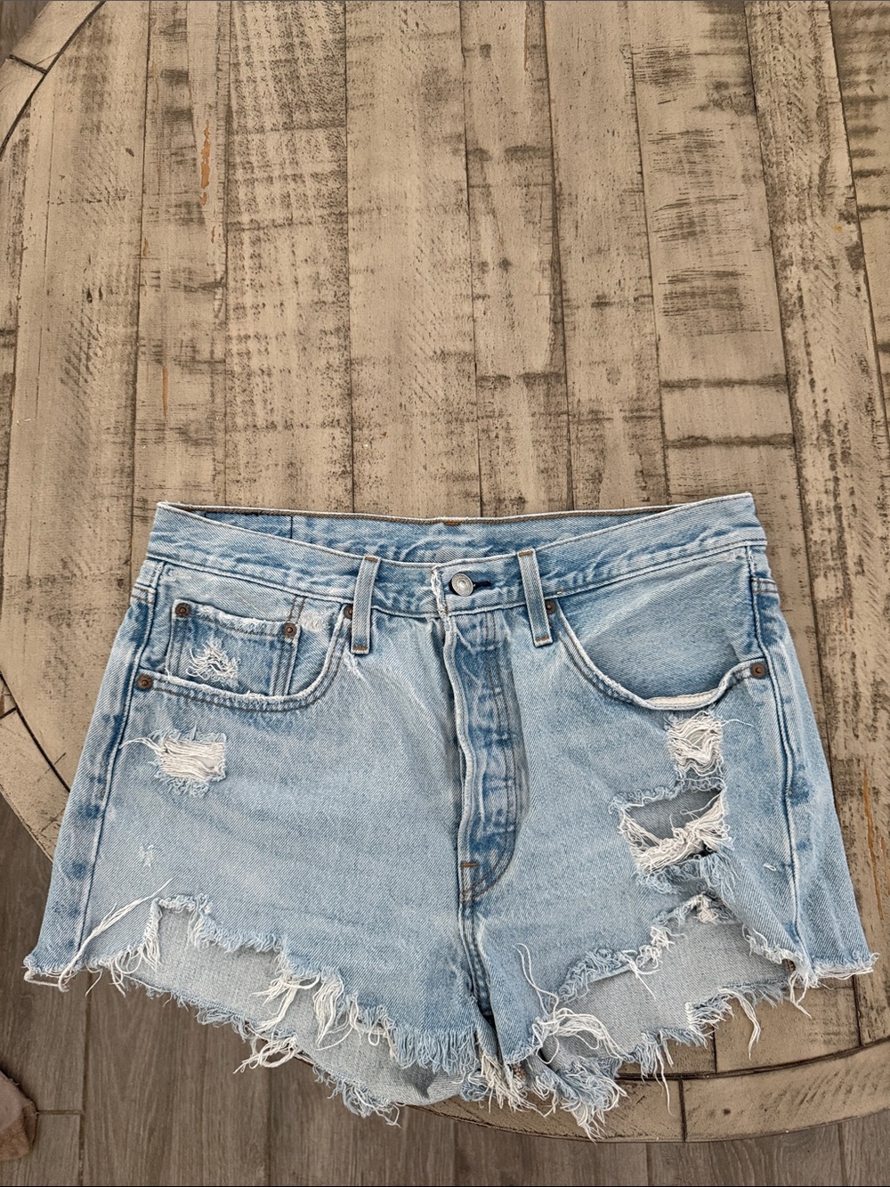 Light Blue Distressed Denim Women’s Shorts